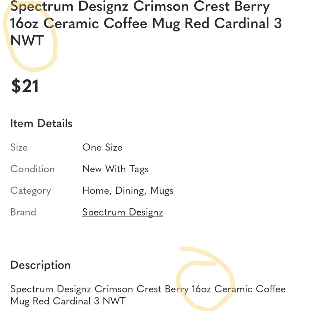 Spectrum Designz Crimson Crest Berry 16oz Ceramic Coffee Mug Red Cardinal 3 NWT - Picture 7 of 7